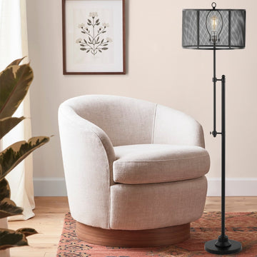 Noah 64.5" Modern Industrial Iron Height-Adjustable LED Floor Lamp - JONATHAN Y